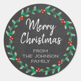 カスタムシャルボードメリークリスマスリース ラウンドシール