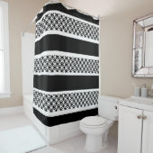 カスタムシャワーカーテン/白黒市松模様に シャワーカーテン (インサイチュ)