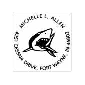 カスタムシャークラウンド差出人住所木印 ラバースタンプ (インプリント)