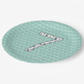 カスタムシャーク誕生日プレート | 第7誕生日 | 海 ペーパープレート (アングル)