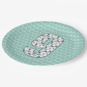 カスタムシャーク誕生日プレート | 第9誕生日 | 海 ペーパープレート (アングル)