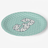 カスタムシャーク誕生日プレート | 誕生日3 | 海 ペーパープレート (アングル)