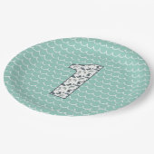 カスタムシャーク誕生日プレート | 1歳 | 海 ペーパープレート (アングル)