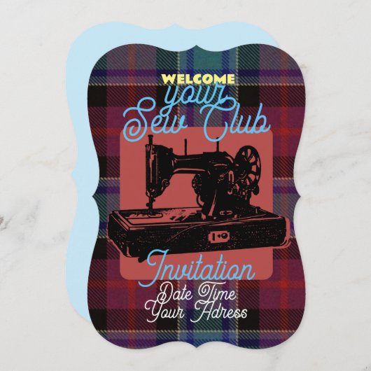 カスタムシュークラブヴィンテージ裁縫機招待状 招待状 (正面/裏面)