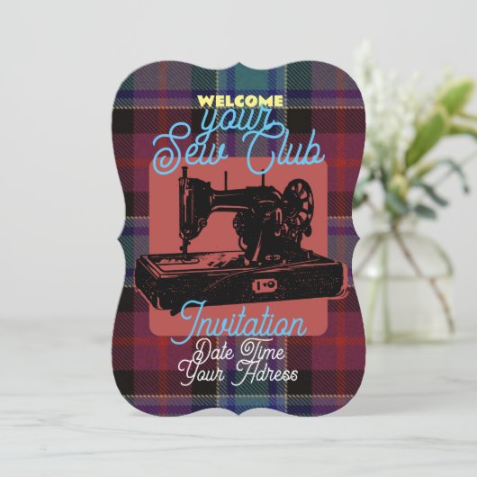 カスタムシュークラブヴィンテージ裁縫機招待状 招待状 (スタンド正面)