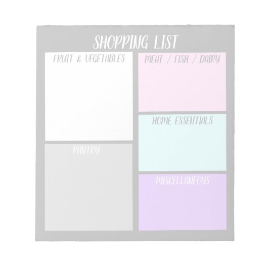 カスタムショッピングリストのメモ帳 ノートパッド (正面)