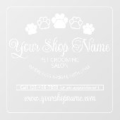 カスタムショップ名 ペットサロン事業用 ホワイトフロント ウィンドウサイン (シート)