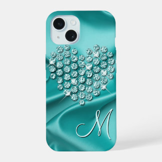 カスタムシルクウェーブパターフェイクンDiamonds Artハート iPhone 15ケース