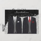 カスタムシルバーアンドグレーゲイ結婚式招待状 招待状 (正面/裏面)