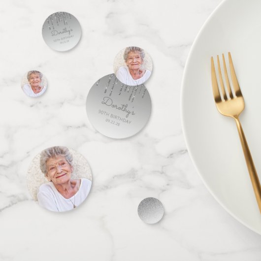 カスタムシルバーグリッタードリップ90誕生日 コンフェッティ (グループ)