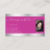 カスタムシルバーグリッター縁どピンクカラー 名刺 (裏面)