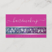 カスタムシルバーグリッター縁どピンクカラー 名刺 (正面)