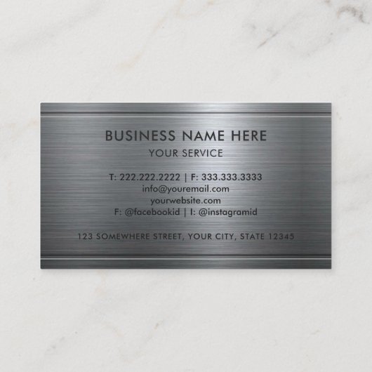 カスタムシルバーグレイ金属プロフェッショナル 名刺 (裏面)