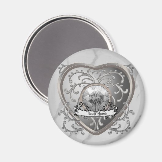 カスタムシルバージュエルフェアリーハートマグネット マグネット (正面/裏面)