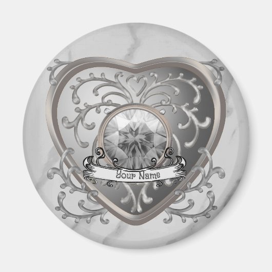 カスタムシルバージュエルフェアリーハートマグネット マグネット (正面)