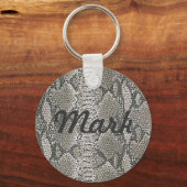 カスタムシルバースネークスキンキーチェーン キーホルダー (正面)