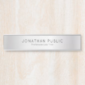 カスタムシルバーネームモダンテンプレートエレガントロング サインプレート (正面)