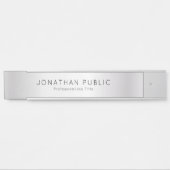 カスタムシルバーネームモダンテンプレートエレガントロング サインプレート (正面)