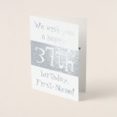 カスタムシルバーフォイル37th誕生日グリーティングカード 箔カード (正面)