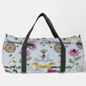 カスタムシルバーミスト、ブラック&金ゴールドクイーンビー&クラウン ダッフルバッグ (正面)