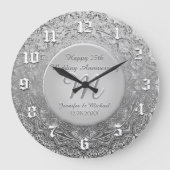 カスタムシルバーモノグラム記念時計 ラージ壁時計 (正面)