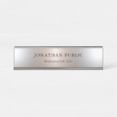 カスタムシルバールックシンプルデザインテンプレート デスクネームプレート (正面)