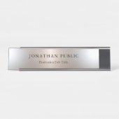 カスタムシルバールックシンプルデザインテンプレート デスクネームプレート (正面)