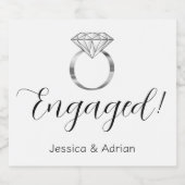 カスタムシルバ婚約したンドダイヤモンド婚約リングや輪 スパークリングワインラベル (シングルラベル)