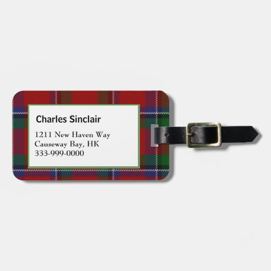 カスタムシンクレアファミリータータンチェックプレイドラゲッジタグ ラゲッジタグ (正面横)