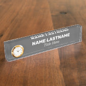 カスタムシンプルはっきりしたグレイモダンミニマル デスクネームプレート (側面)