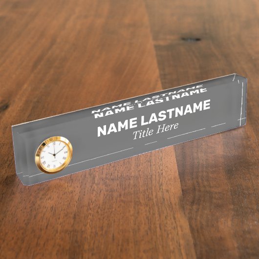 カスタムシンプルはっきりしたグレイモダンミニマル デスクネームプレート (側面)