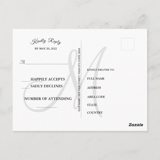 カスタムシンプルエレガントスクリプ結婚ト  ポストカード (裏面)