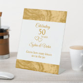 カスタムシンプルエレガント金ゴールド50周年記念パーティー 台座サイン (インサイチュ)