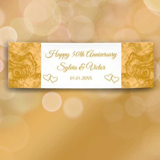カスタムシンプルエレガント金ゴールド50周年記念パーティー 横断幕