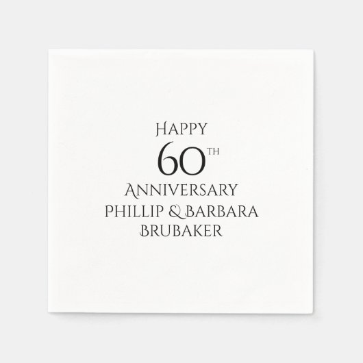 カスタムシンプルエレガント60周年パーティー スタンダードカクテルナプキン (正面)