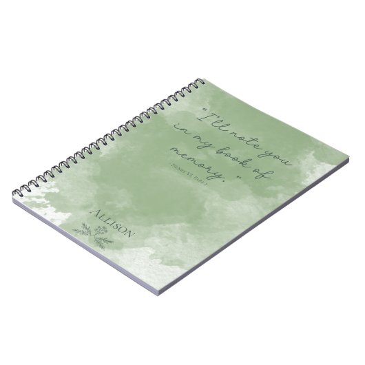 カスタムシンプルグリーンウォーエレガントターカラー引用文 ノートブック (左側)