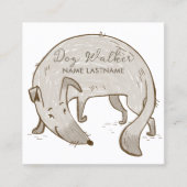 カスタムシンプルグレードッグ歩く座りサービス スクエア名刺 (正面)