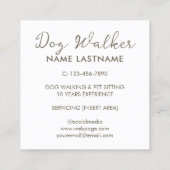カスタムシンプルグレードッグ歩く座りサービス スクエア名刺 (裏面)