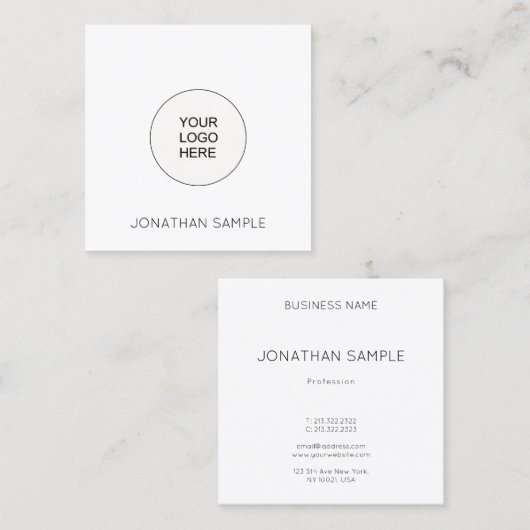 カスタムシンプルテンプレートのアップロードモダン スクエア名刺 (正面/裏面)