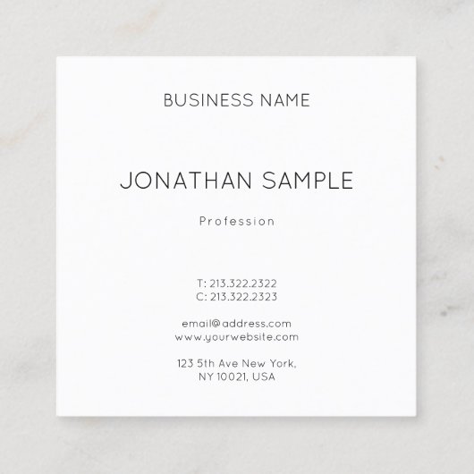 カスタムシンプルテンプレートのアップロードモダン スクエア名刺 (裏面)