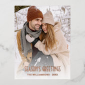 カスタムシンプルバラ金ゴールド 箔シーズンポストカード (正面)