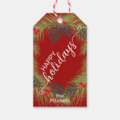 カスタムシンプルピエレガントネコーンダーク赤と白 ギフトタグ (正面)