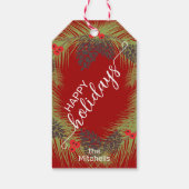 カスタムシンプルピエレガントネコーンダーク赤と白 ギフトタグ (裏面)