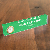 カスタムシンプルブライトグリーンミニマルモダンリストクロック デスクネームプレート (側面)