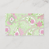 カスタムシンプルペイズリーピッスタイリッシュクグリーンエレガント 名刺 (裏面)