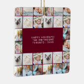 カスタムシンプルミニマルPhoto Collage Grid Burgundy セラミックオーナメント (右)