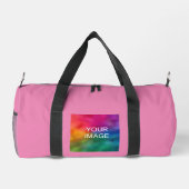 カスタムシンプルモダンテンプレート画像フォトピンク ダッフルバッグ (裏面)