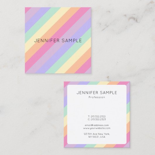 カスタムシンプルモダンデザインテンプレートカラフル スクエア名刺 (正面/裏面)