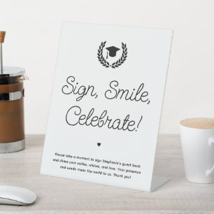 カスタムシンプルモダン卒業パーティーゲストブック 台座サイン