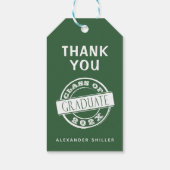 カスタムシンプルモダンGreen Graduate Thank You ギフトタグ (裏面)